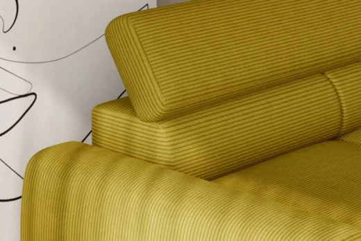 Potah na obrázku je tkanina Poso 1 (ostatní tkaniny nemají manšestrovou strukturu)